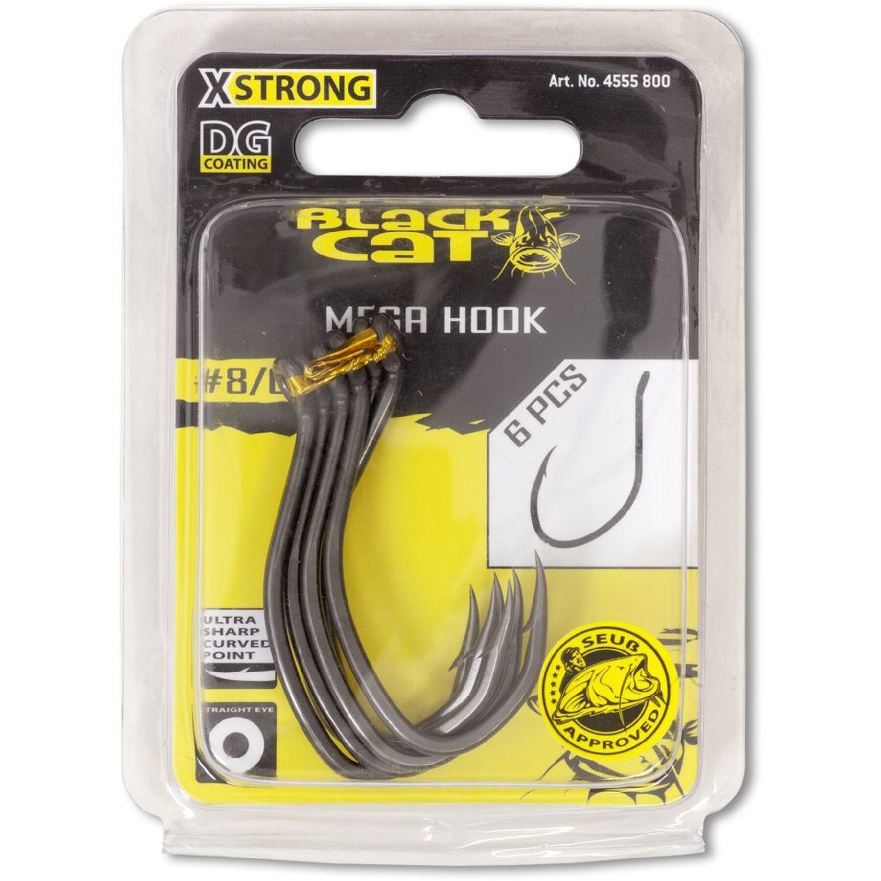 Pack of 6 hooks Black Cat Mega Hook DG