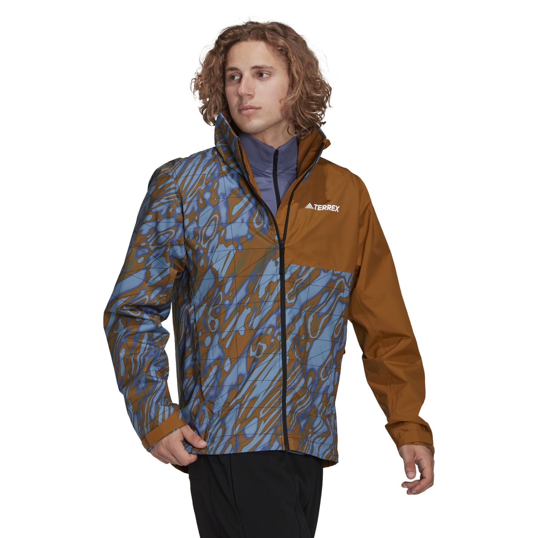 Jacket adidas Terrex Practices Allover Rain - Classic Print hiking 2L - Multi RAIN.RDY Hiking Primegreen 