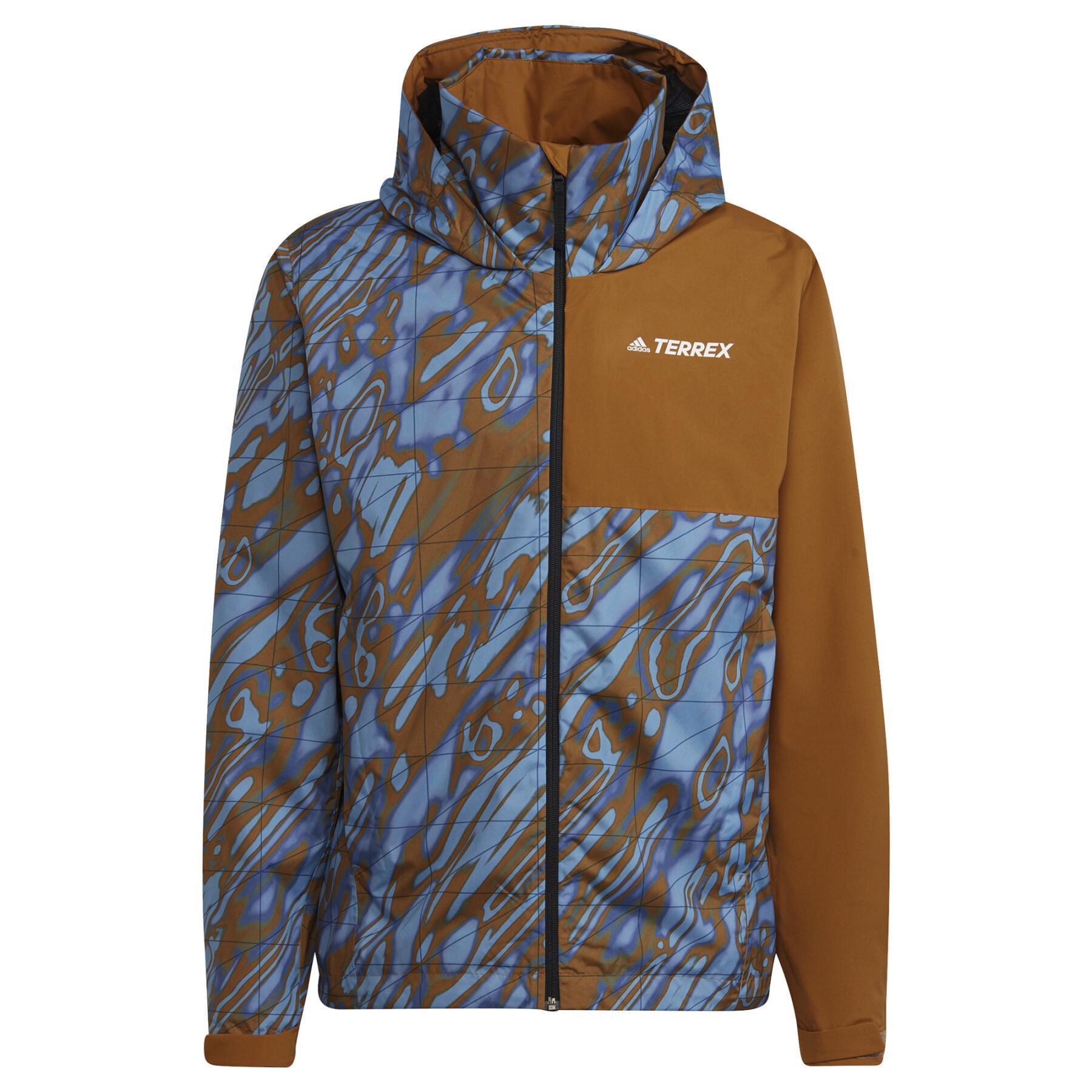 Terrex Jacket hiking RAIN.RDY - Allover - Primegreen Multi - Rain Classic Practices Hiking Print 2L adidas