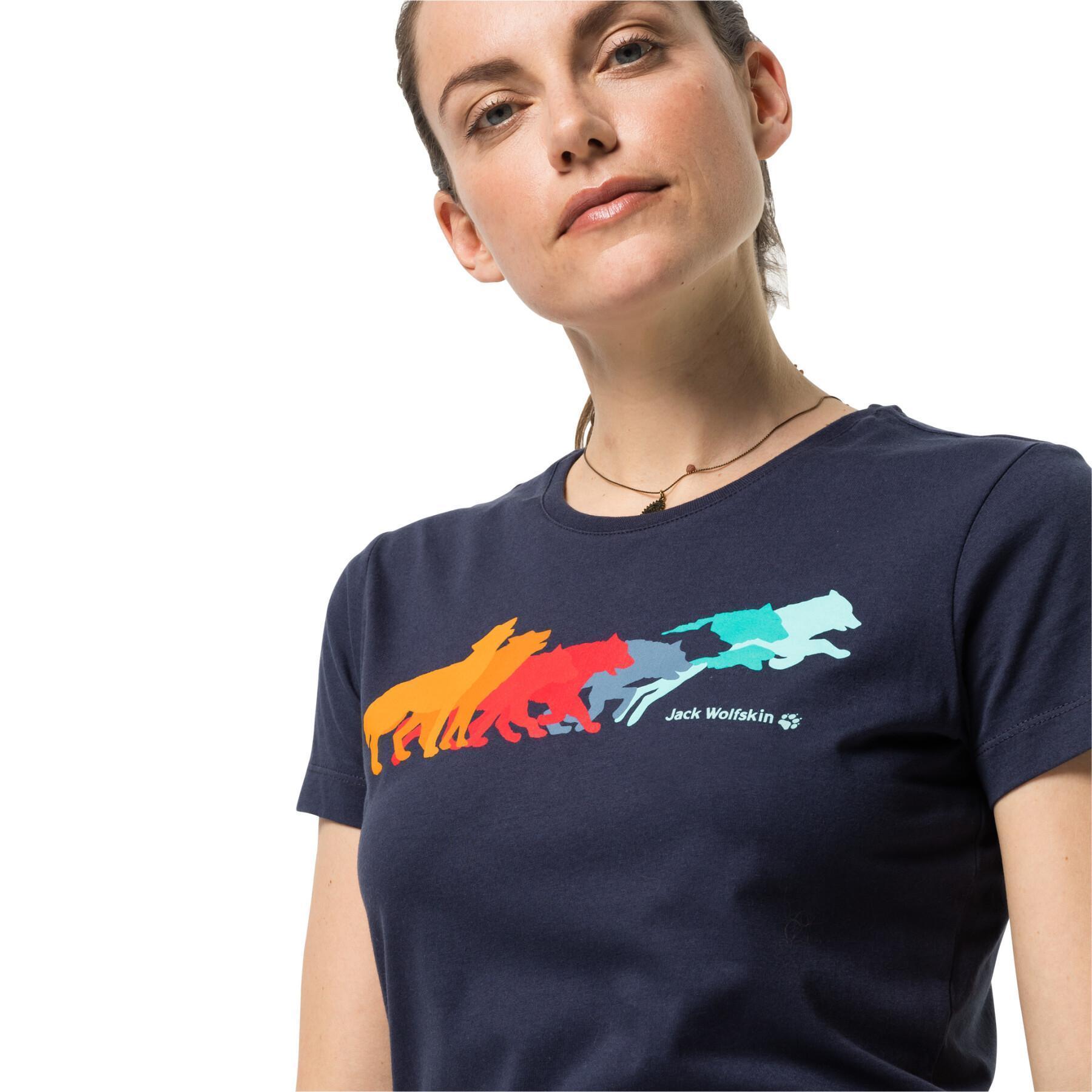 Women\'s T-shirt Jack Wolfskin rainbow wolf