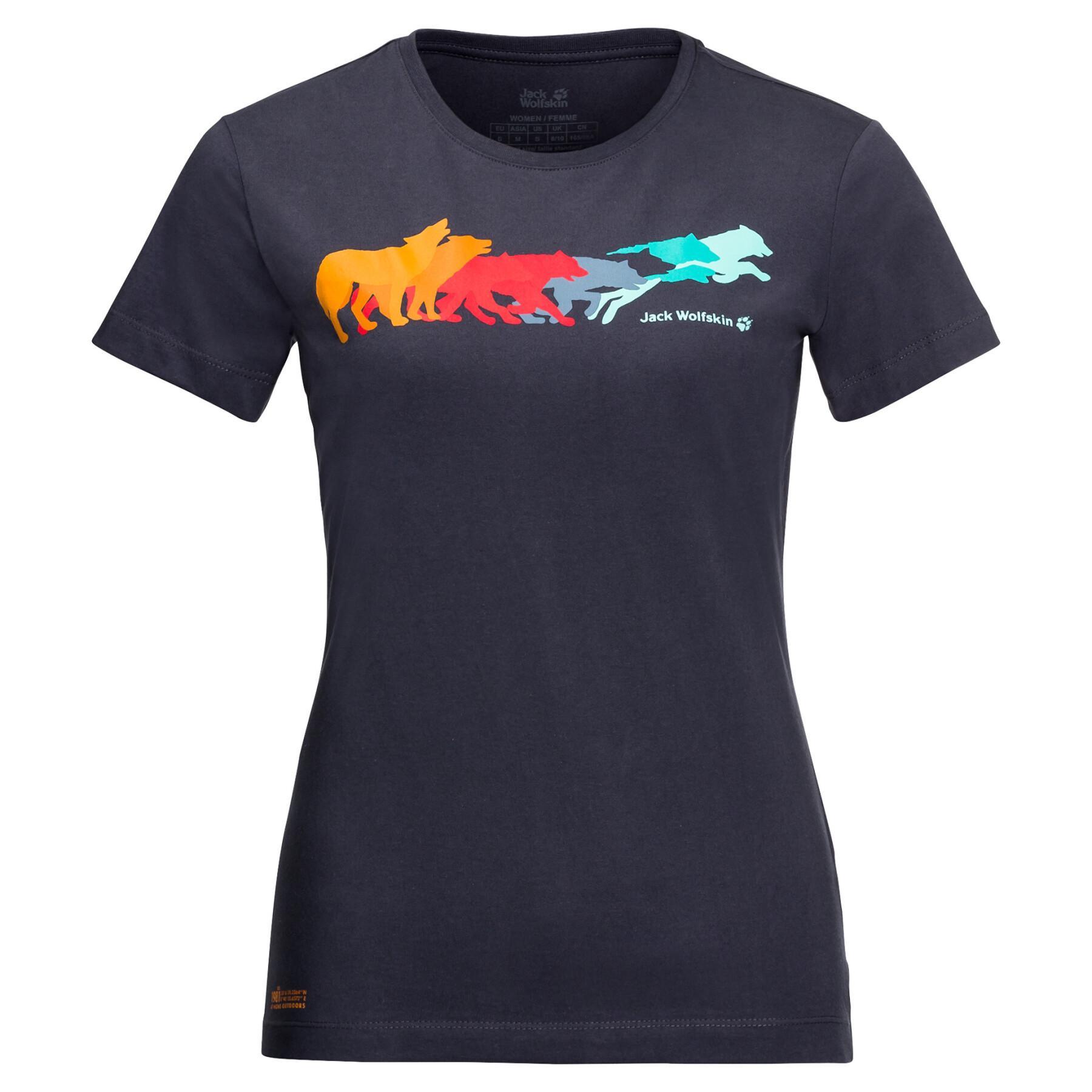 Women's T-shirt Jack Wolfskin rainbow wolf