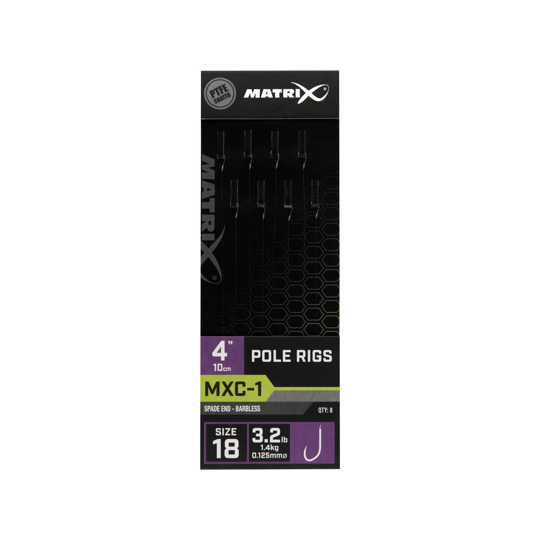 Set of 8 barbless leaders Matrix MXC-1 pole Rig