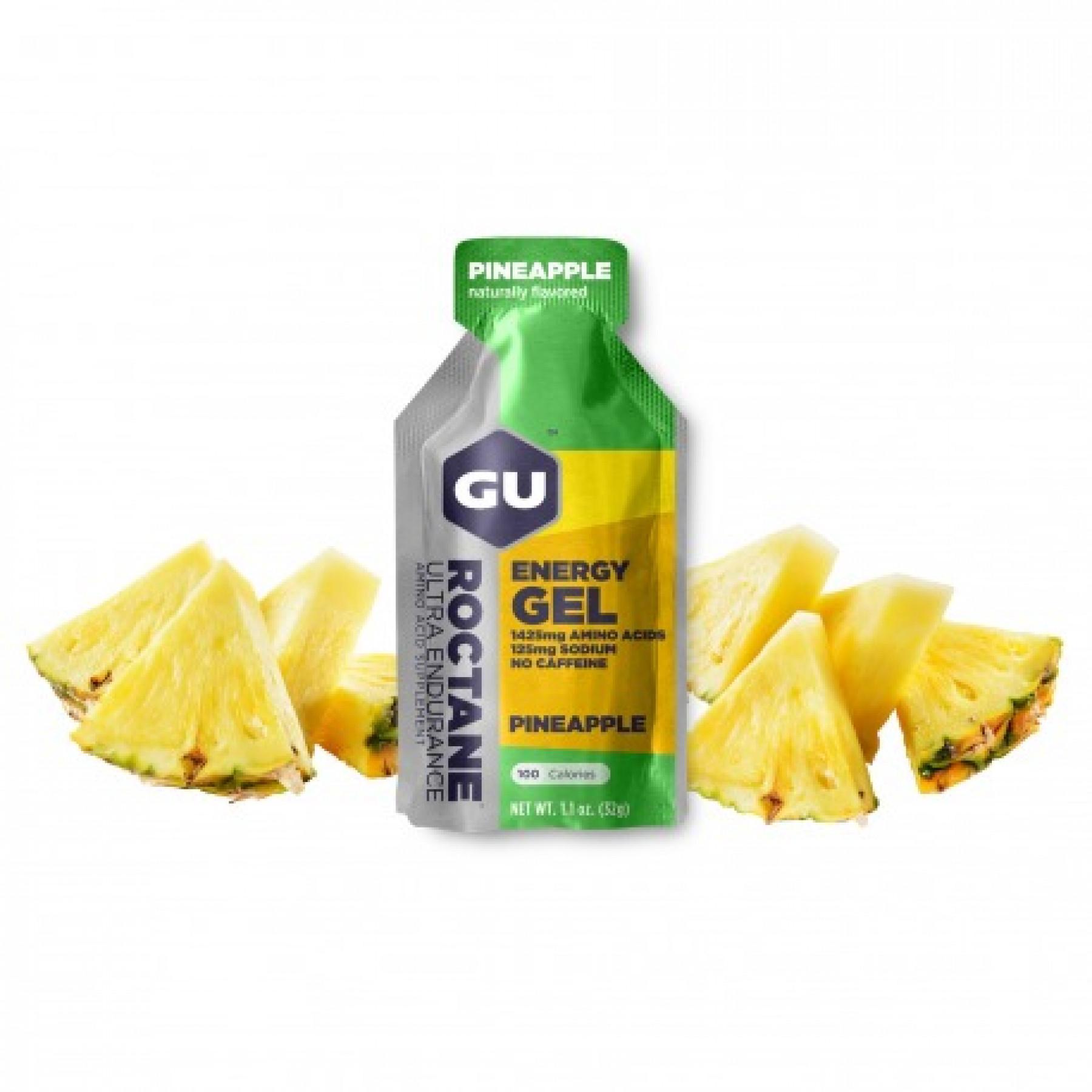 Pack of 24 roctane gels Gu Energy ananas sans caféine